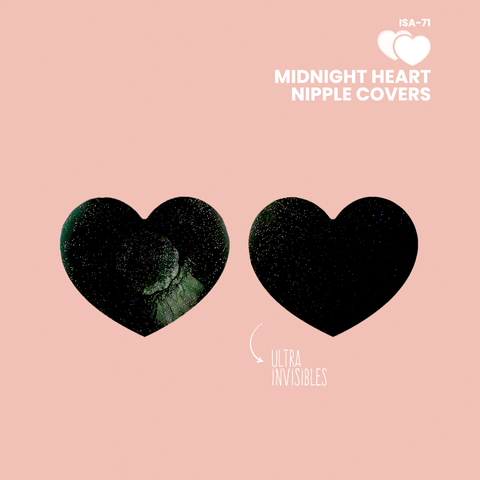 Cubre pezones escarchados en forma de corazón / Midnight Heart Nipple Covers / ISA-71