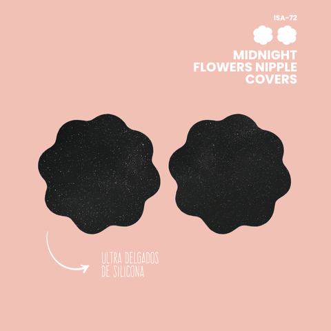 Cubre pezones escarchados en forma de flor / Midnight Flowers Nipple Covers / ISA-72